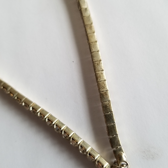 vintage necklace clear rhinestones choker tennis necklace prom bridal wedding - Picture 3 of 9